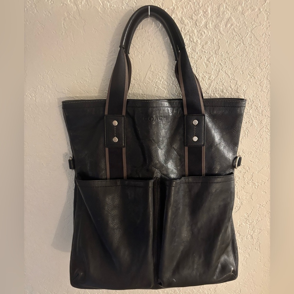 Coach Dark Brown Leather Foldover Tote